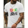 thumbnail image 2 of 1 pc, 100% cotton T-shirt, ONE LOVE Letter Graphic Print Men's Creative Top, Casual Short Sleeve Crew Neck T-shirt, Men's Clothing For Summer Outdoor, 2 of 10
