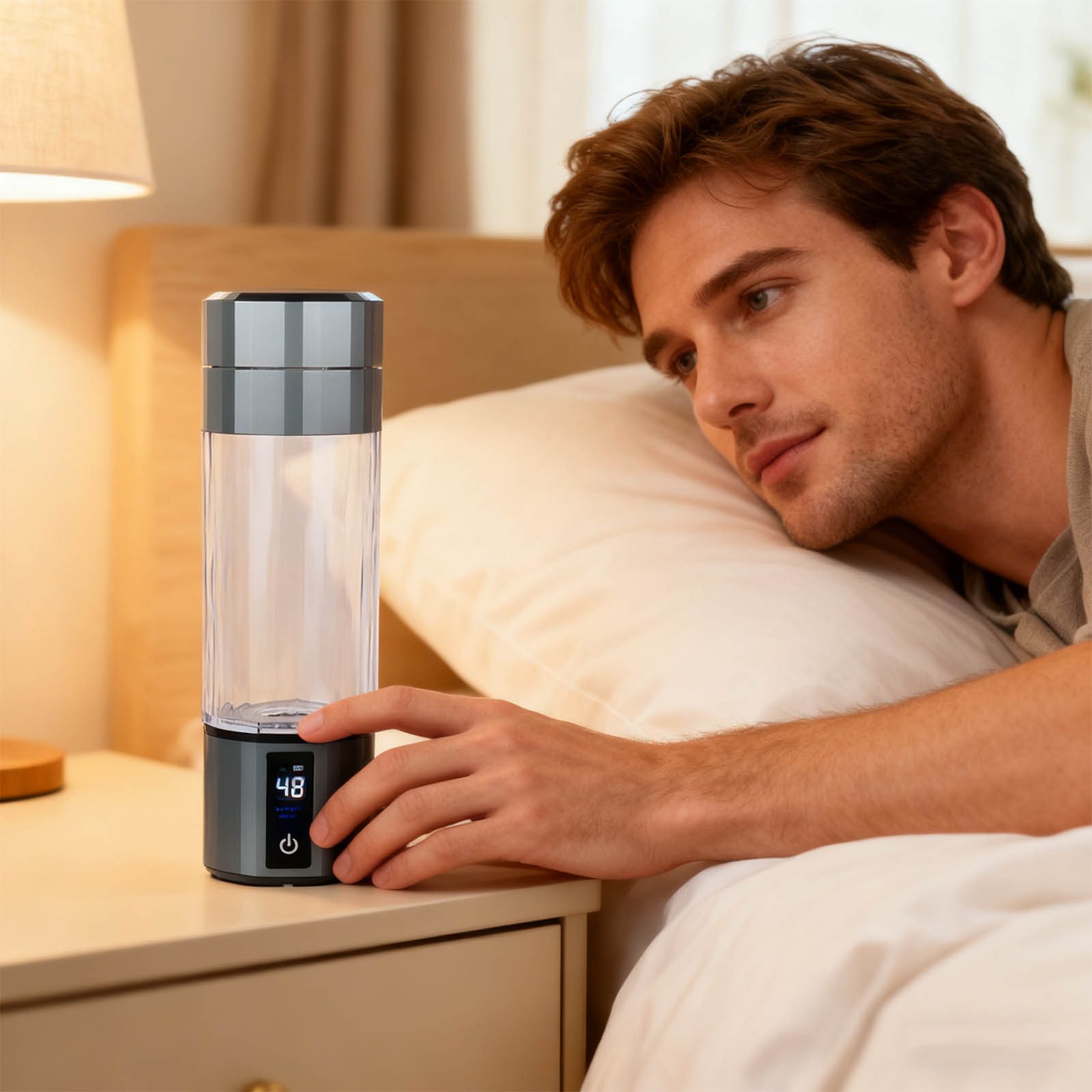 Travel-Friendly Water Bottle, Auto Electrolysis & Sturdy Borosilicate Glass for Daily