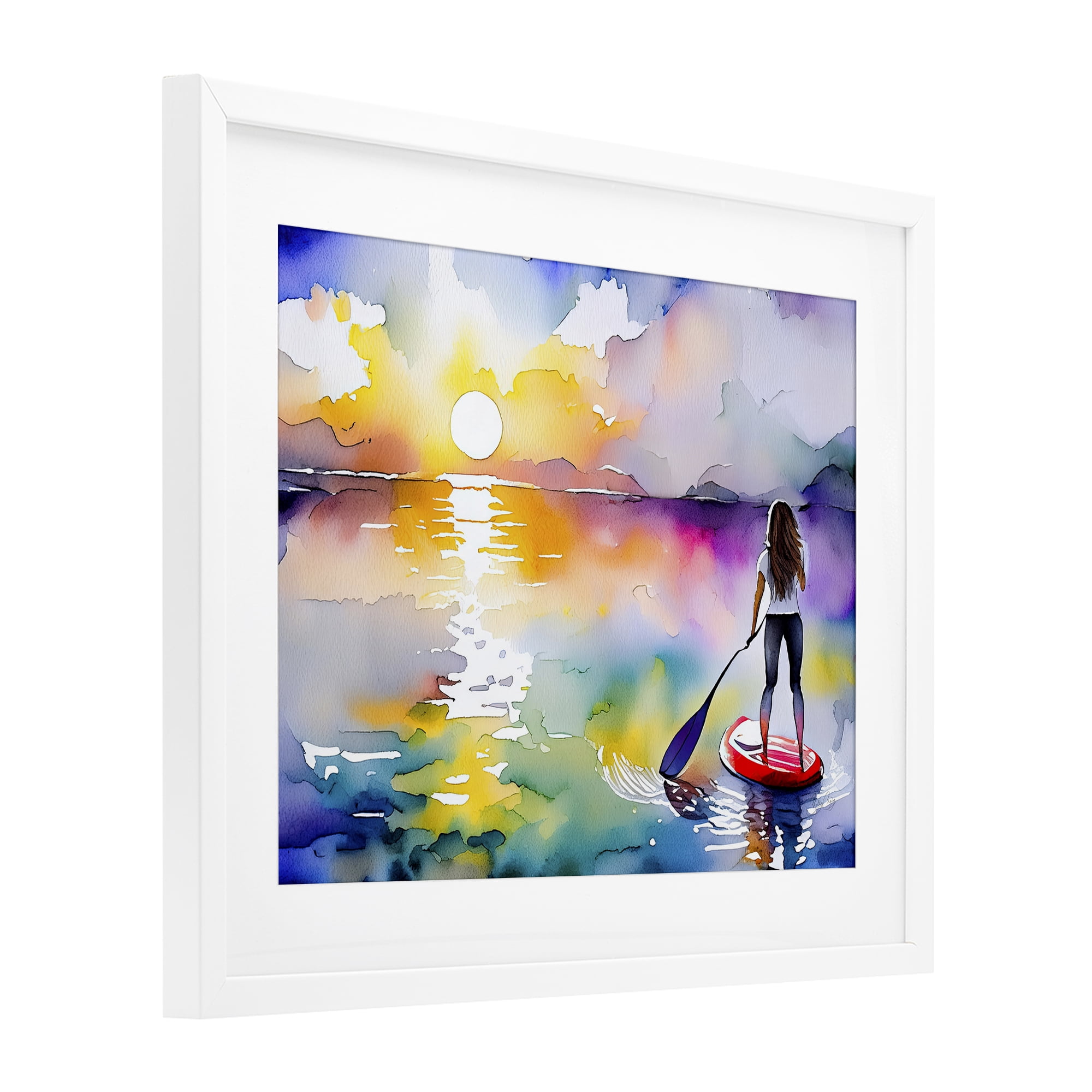 Stupell Industries Sunset Paddle Drift White Framed Print Under Glass, design by Shelly Craig