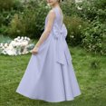 thumbnail image 4 of LEKWK Girls Bridesmaid Flower Dress Sleeveless Satin Bow Tie Backless Pageant Gown Pleated Flowy A-Line Princess Dresses for Birthday Party Wedding 0-13Y, 4 of 9