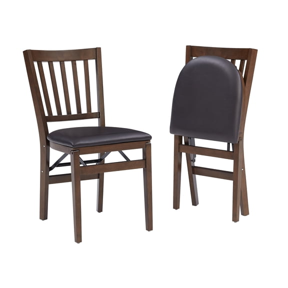 Stakmore School House Wood Folding Chair, Walnut, 2 Pack