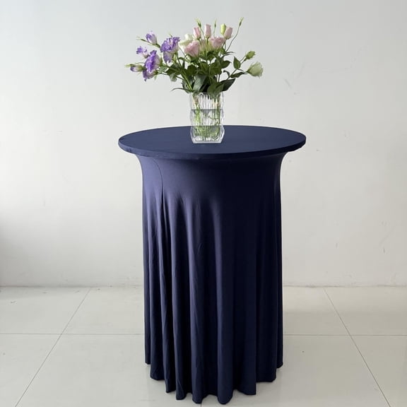 New Home Era Premium Table Cloth Cover with Skirt – Spandex Fitted Tablecloth for High Top Tables, Ideal for Wedding, Banquet, Trade Show & Party Decor (6, Dark Navy)