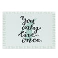 thumbnail image 1 of YOLO Cutting Board, Hand Lettering Calligraphy with Popular Saying in Cursive Writing, Decorative Tempered Glass Cutting and Serving Board, Large Size, Mint Green White, by Ambesonne, 1 of 1