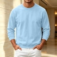 thumbnail image 6 of Men's Fleece Crewneck Sweatshirt Cotton Long Sleeve Pullover Casual Thermal Shirts fall winter fashion comfort solid Sweatshirt Light Blue M, 6 of 6