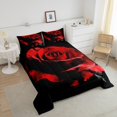 thumbnail image 3 of Flower Bedding Full Size Women Couple,Rose Blossom Comforter Set,Red Black Floral Down Comforter,Romantic Valentine Day Duvet Insert with 2 Pillow Cases Bedroom Decor, 3 of 6