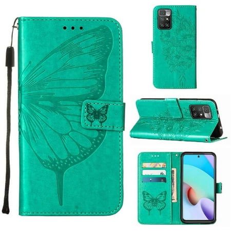 

Case for Xiaomi Redmi 10 4G Flip Cover Premium Leather Embossing Butterfly Magnetic