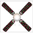 thumbnail image 1 of 888 Cool Fans F42-0001009 Cerises Noires et Rouges Ventilateur de Plafond à 4 Lames avec Lampe d'École, 1 of 1