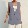 thumbnail image 4 of Ovticza 2024 Summer Sleeveless Blazer Jackets for Women Lightweight Fashion Casual Open Front Work Office Vest Tops Pockets Dark Gray M, 4 of 9