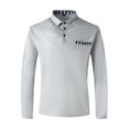 thumbnail image 3 of Blusa y camisa deportiva de manga larga con cuello vuelto para hombre, con botones y cuadros escoceses, 3 of 8