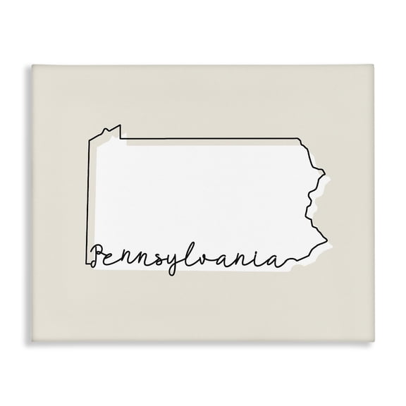 Stupell Industries Contemporary Pennsylvania Home State Map Neutral Print Design Canvas Art, 20 x 16, by Lil' Rue