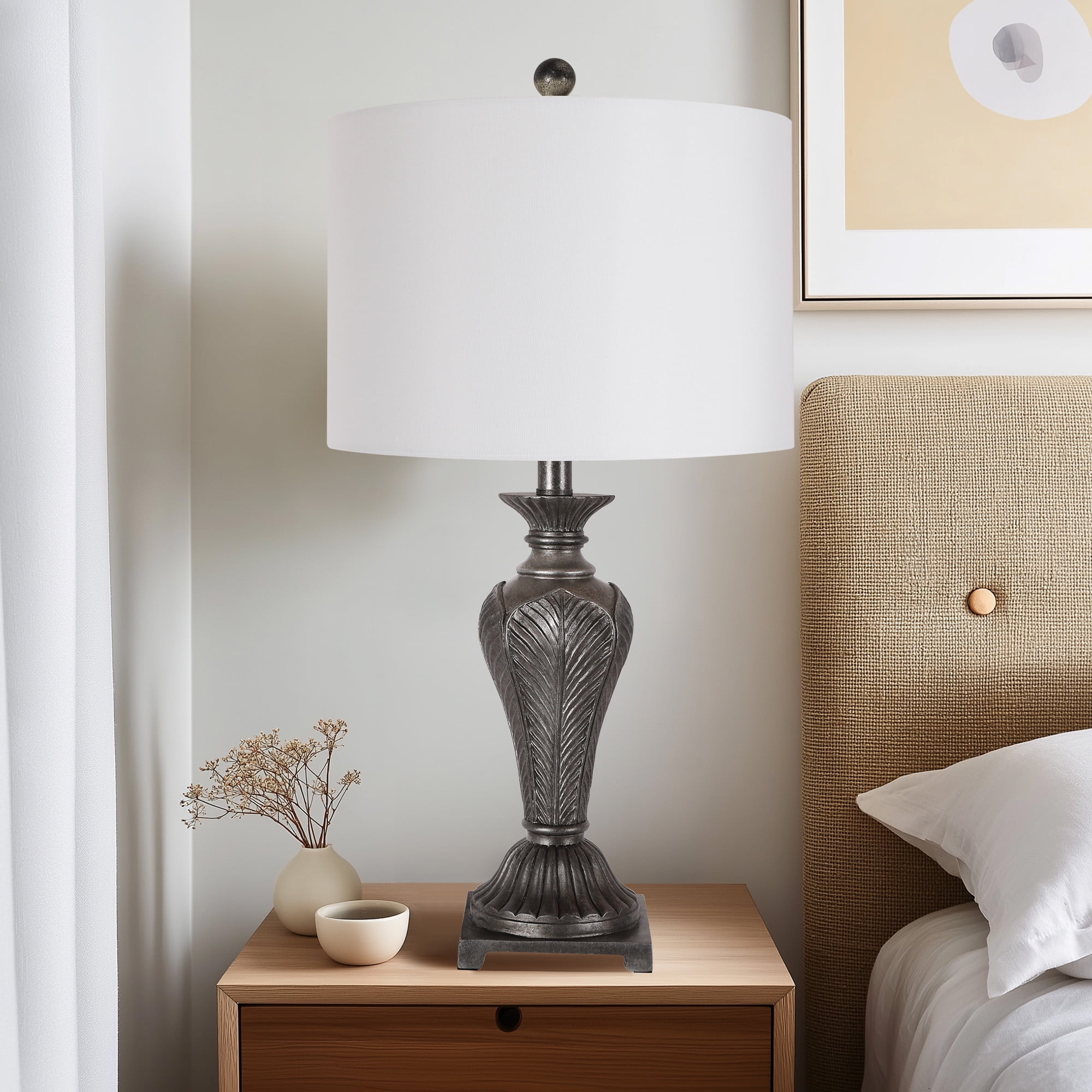 25'' Resin Table Lamp, 1 Pack Living Room Bedroom Lighting Table Lamp for Home Decoration