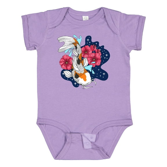 Inktastic Japanese Koi Fish Pond with Stars Boys or Girls Baby Bodysuit