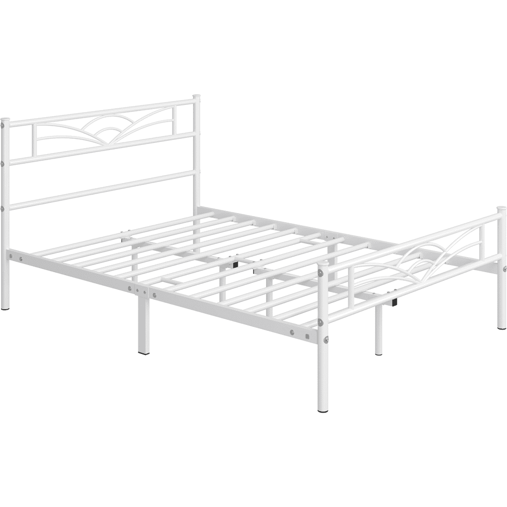 Fullfurnique Cadre de Lit Plateforme en Métal avec Tête de Lit Inspirée des Nuages, Simple, Blanc