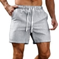 thumbnail image 2 of Favoffer Men's Linen Casual Shorts Striped Pocket Lace Up Elastic Waist Thin Loose Summer Active Short Pants for Beach Lounging Walking Outdoor, 2 of 9