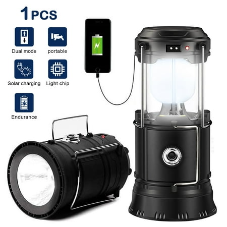 Ultra Bright Camping Lantern with Rechargeable Batteries, Water Resistant Portable LED Solar Collapsible Camping Lantern Flashlights Torch for Outdoor (1 Pack)