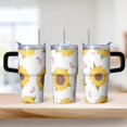 thumbnail image 2 of Sunflower 20oz Stainless Steel Tumbler with Handle and Straw – Insulated Travel Cup with Sliding Lid, 360° Full Wrap Printed Mug for Home, Outdoor & Sports Use, Foral, 2 of 6