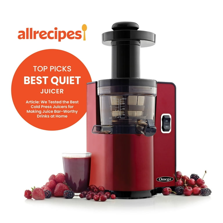 Omega Cold Press Masticating Juicer, Easy Clean, Low-Speed, Red
