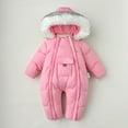 thumbnail image 2 of Krdevn Girls Winter Snowsuit Insulated Padded Jumpsuit with Attached Mittens and Booties Double Zipper for Baby Toddler Warm Outfit,Fall Clothes,Size:12-18 Months, 2 of 9