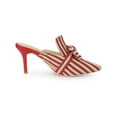 thumbnail image 3 of BLISSFUL STEP Mules à Talon Aiguille pour Femmes Bout Pointu Rayure Nœud à Enfiler Chaussures Habillées Rouge 7, 3 of 7