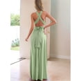 thumbnail image 5 of Women'S Multi-Wear Multi-Rope -Back Strap Dress Solid Color High Waist Sleeveless Maxi Dress Grass Green L, 5 of 7
