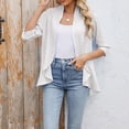 thumbnail image 4 of 3/4 Sleeve Cardigan for Women, Yigetop Women Soft Cardigan 3/4 Sleeves Open Front Lightweight Cardigan Draped Ruffles Knit Cardigan Lightweight Cardigans for Women White XL, 4 of 9