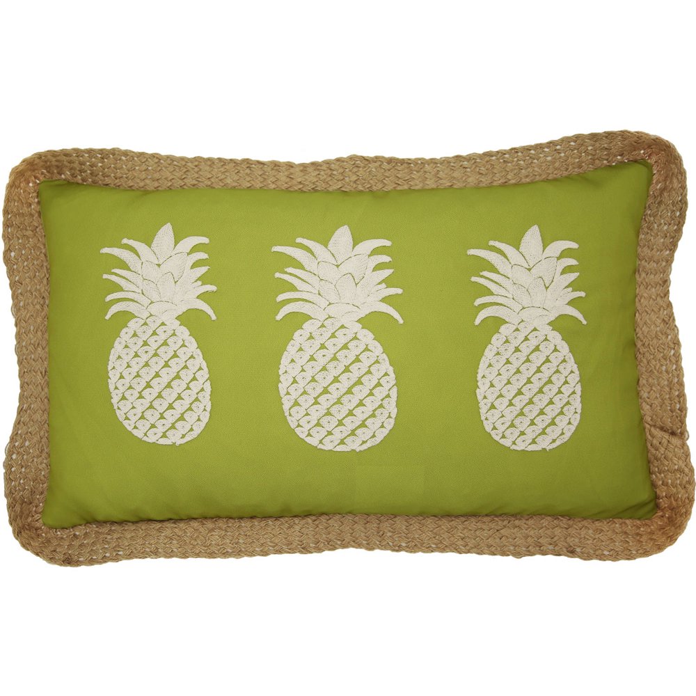 3 Pineapples Decorative Pillow, Green, Single, 13x22
