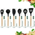 thumbnail image 5 of Kitchen Utensils Set of 6, VeSteel Silicone Cooking Utensils with Wooden Handle, Non-Stick Cookware & Heat Resistant, Includes Spatula/Ladle/Slotted Turner/Serving Spoon/Spaghetti Server(Black), 5 of 7