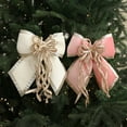 thumbnail image 4 of Pink Christmas Bows - Colth Bows with Silver Edge for Christmas Tree, Christmas Decorations for Tree, Garland, Christmas Tree Ornaments, 12.6 In, 4 of 8
