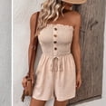 thumbnail image 6 of Womens Summer Romper Strapless Beach Vacation Jumpsuit Resort Wear Shorts, Stylish and Comfortable Romper for Daily Wear and Outings, Summer Trendy Beach Vacation Outfits 2026 Beige L, 6 of 7