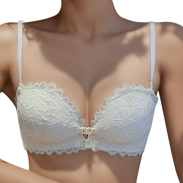 Aayomet Push Up Bras for Women Sexy Front Button Style Gathering for Large  Collection Side Breast Sexy and Beautiful (Beige, 38) 