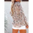 thumbnail image 3 of Blouse à Manches Longues Décontractée pour Femmes, Charmante Blouse à Manches Longues à Imprimé Floral pour des Vacances de Fête Verte, Rose, Blanche, Colorée, 3 of 8