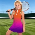thumbnail image 2 of CAIVO Child Girls Athletic Dress Summer Fashion Gradient Sleeveless Zipper Stand Collar Kids Mini Tennis Shift Dresses For Sportswear, 2 of 5