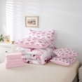 thumbnail image 6 of Erosebridal Pink Bow 7-Piece Bedding Comforter Set For Bowtie Girl,Vintage Flower Floral King Bedding Sets,Dreamy Princess Style Bows,Reversible, 6 of 7