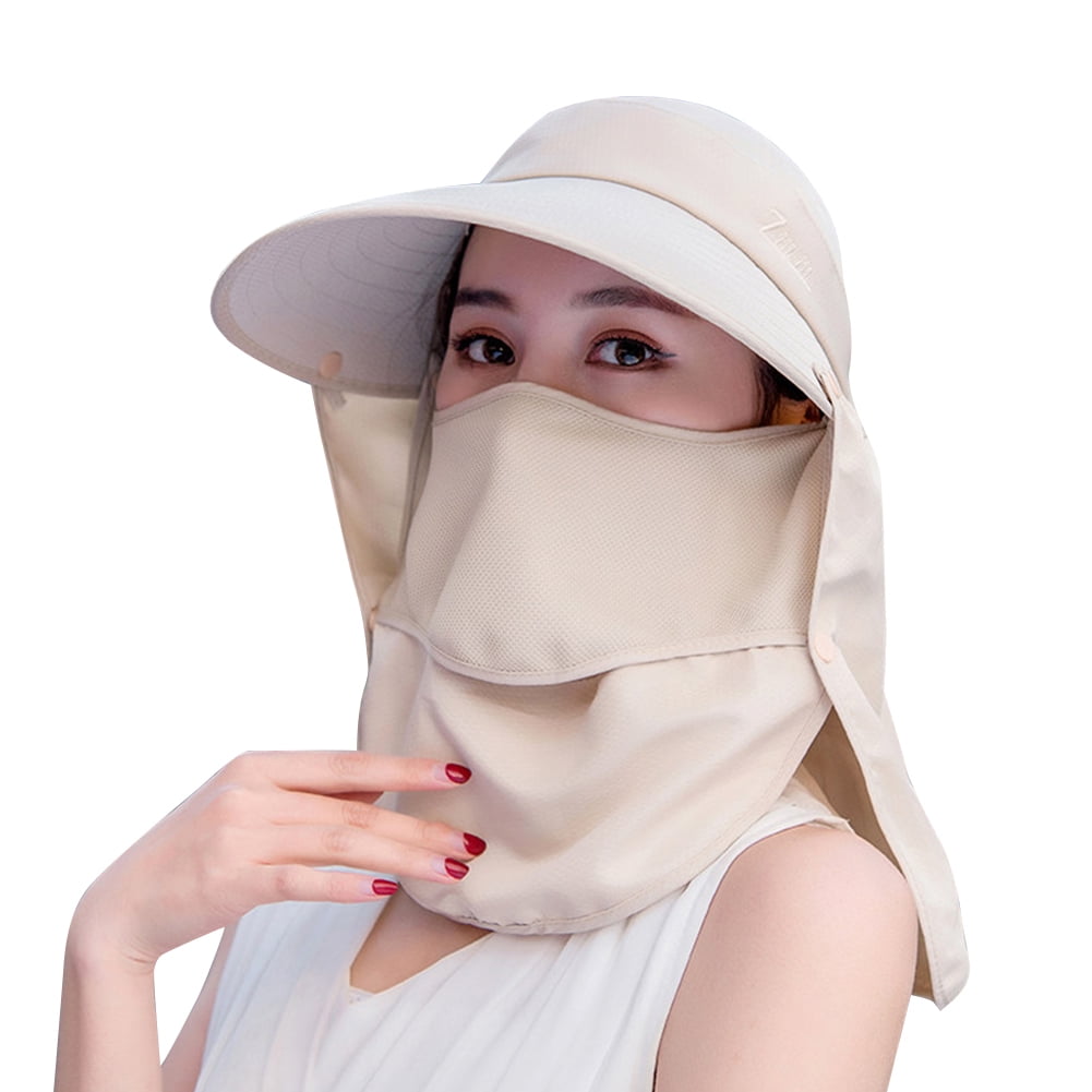 TBOLINE Women Sun Protection Wide Brim Hat Anti UV Beach Neck Face Mask ...