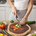 thumbnail image 3 of Product classification Round Wood Cutting Board Chopping Board With Juice Multipurpose Serving Board For Charcuterie Pizza Meat Bread & Vegetables Non Base, 3 of 7