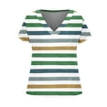 thumbnail image 4 of Jalioing Striped T Shirt Women's V Neck Casual Short Sleeve Dropped Shoulder Tees Tops Summer Fashion Loose Shirts, 4 of 6