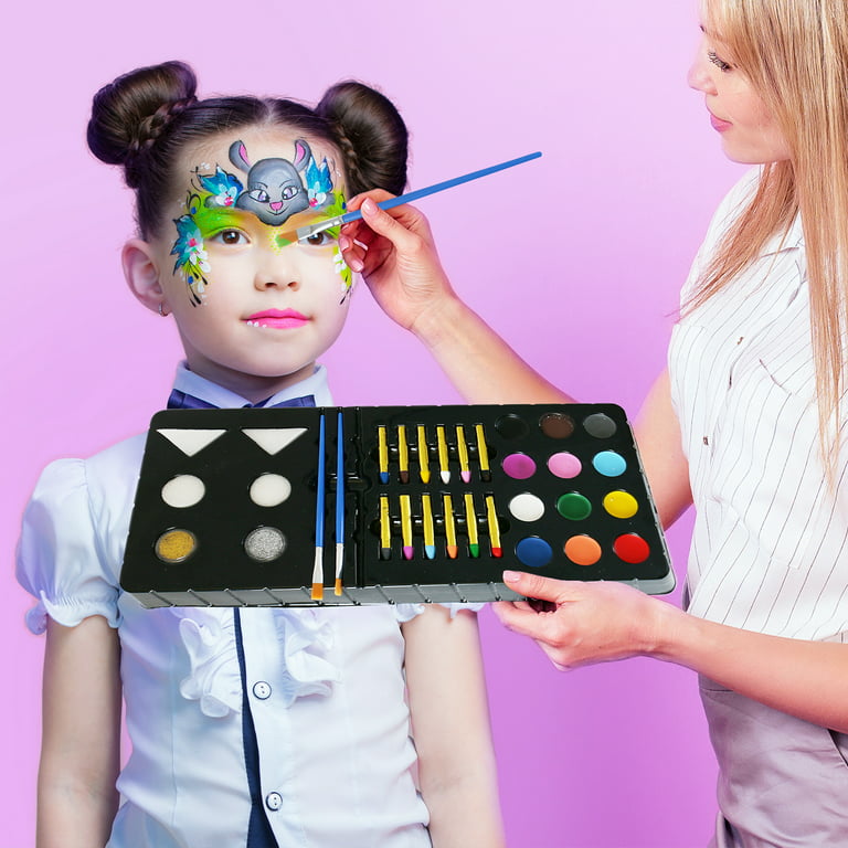 Dreamon 27 PCS Face Paint Kit for Kids, 17 Colors Face Painting Set  Includes Stickers, Brushes,Sponges, Professional Face Body Painting Kits