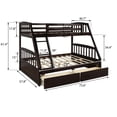 thumbnail image 5 of Twin Over Full Bunk Bed with Two Storage Drawers, Pine Wood Bed Frame and Ladder with Guard Rails for Toddlers, Kids, Teens, Boys and Girls, Espresso, 5 of 9