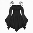 thumbnail image 3 of Women Vintage Off‑Shoulder Corset Dress Puff Long Sleeve Lace‑Up Swing Midi Dress, 3 of 3