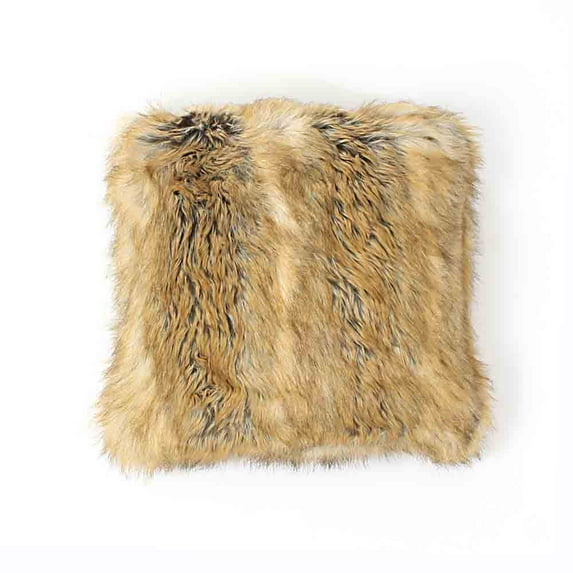 Quality Home Faux Fur Pillow - Insert Not Included - Amber Fox - 30"W x 30"L - (Set of 2 Pillow Covers)