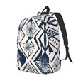 thumbnail image 3 of Casual Canvas Backpack Without Interlayer Large Capacity Stick Bag Design For Outdoor Shopping Office Outdoor Sports Navy Geometric Patterns_2 Small, 3 of 7
