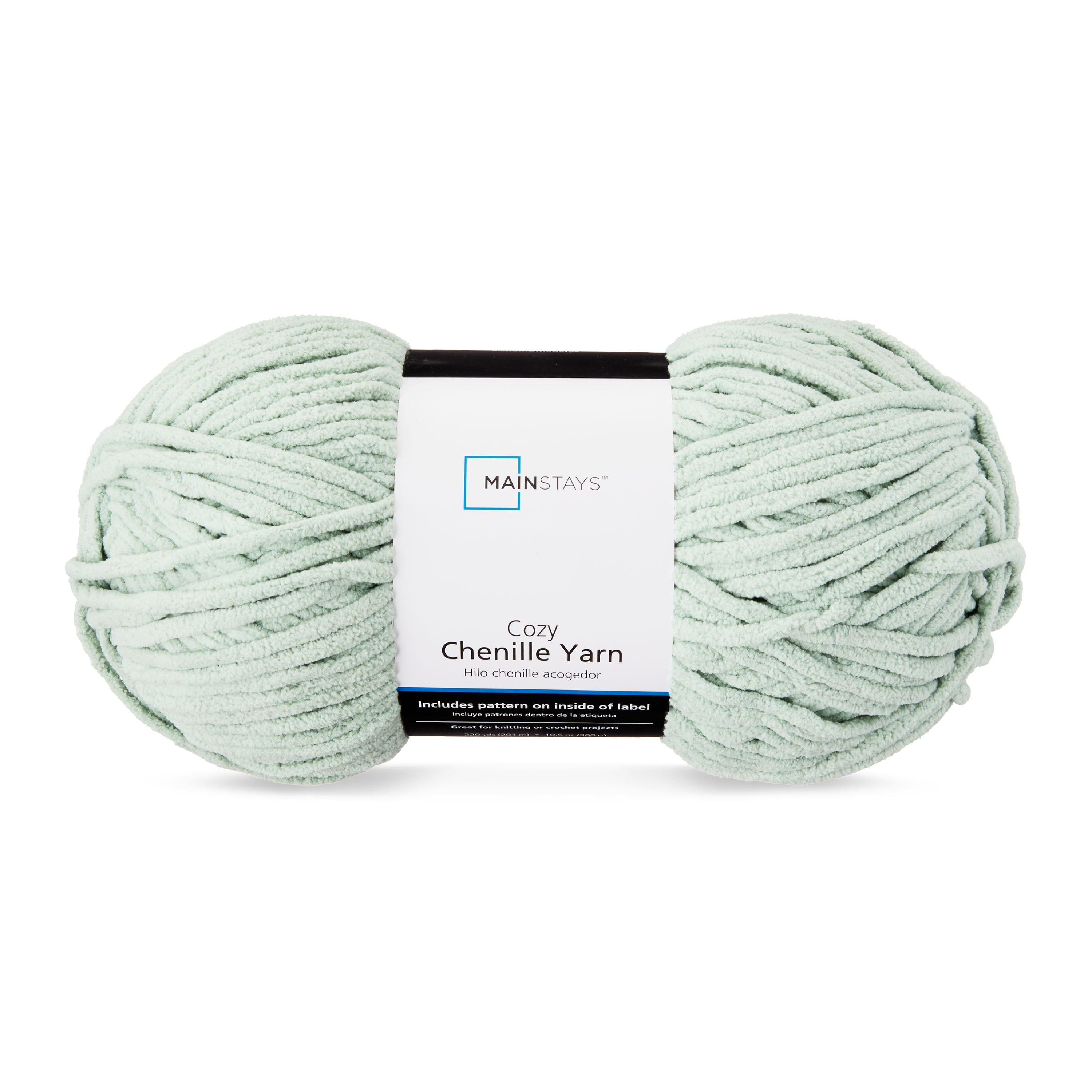 Mainstays Cozy Chenille, Bulky, 100% Polyester, Yarn, Sage, 220 yd, Pack of 4