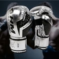 thumbnail image 4 of Muay Thai Competition Gloves Pu Leather Sponge Boxing Gloves Sport Supplies (6OZ Silver), 4 of 10