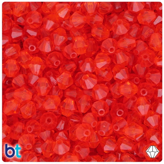 BeadTin Dark Orange Transparent 8mm Faceted Bicone Acrylic Beads (200pcs)