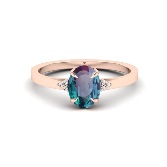6.70ct AAA Lab Created Alexandrite and Moissanite Ring 14k Rose Gold-Plated Engagement Ring Vintage Art Deco Ring, Christmas Gift For Woman