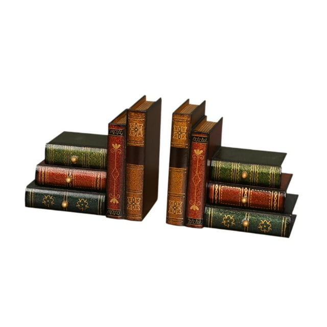 Tnarru 2x Art Book Design Bookends, European Bookends, Decorative Book Boxes, Organizer for Shelf, Coffee Table, Office, Library Short Thick