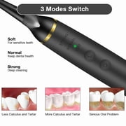 Plaque Remover for Teeth, Electric Dental Calculus Remover with 3 Modes 3 Heads LED Light, Teeth Cleaning Tools Kit, Safe for Both Adult Kids (Black)