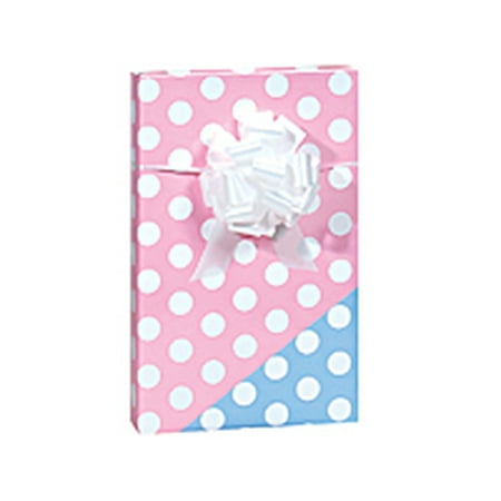 Reversible Double-Sided Pink Blue Polka Dot Baby Shower Birthday / Special Occasion Gift Wrap Wrapping Paper-16ft