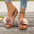 thumbnail image 2 of Rokment Women's Floral Orthopedic Platform Wedge Dress Backless Sandals 2026 Beach Bohemian Comfortable Leather Flower Arch Support Chunky High Heels Walking Slip on Summer Shoes Khaki Size 8.5, 2 of 5