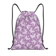 thumbnail image 1 of Xecao Purple Butterflies Floral Pattern Sports Drawstring Backpack - String Swim Gym Bag with Wet Proof Pocket for Women&Men-Small, 1 of 6
